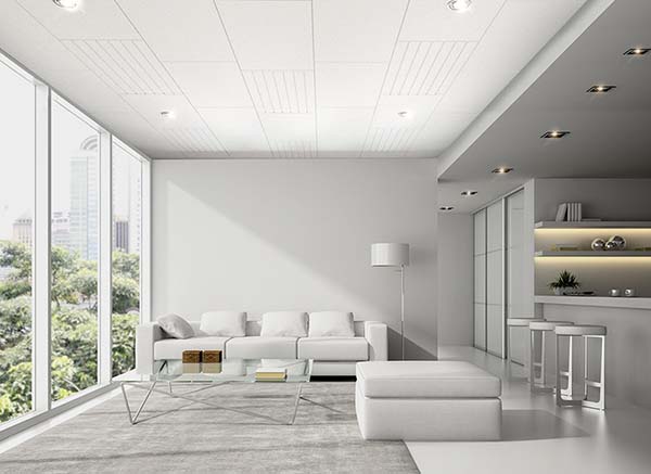 The ceiling is made of fiber cement material ฝ้าเพดานที่ทำมาจากวัสดุไฟเบอร์ซีเมนต์